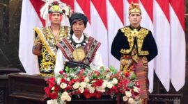 Presiden Jokowi menyampaikan pidato saat Sidang Tahunan MPR RI, DPR, DPD Dalam Rangka HUT RI ke-78 di Gedung DPR RI, Rabu (16/8/2023). (IG Jokowi)