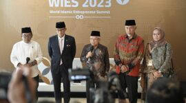 Wapres RI Ma’ruf Amin menjawab pertanyaan wartawan di acara WIES, Jumat (8/9/2023). (adpsb)