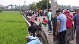 Gotong royong bersama membersihkan kembali hamparan Sawah Solok dari sampah yang ada.