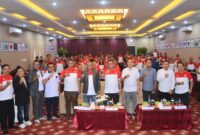 Wali Kota Padang Hendri Septa menghadiri Raker KONI Kota Padang tahun 2023 di Hotel Rang Kayo Basa, Sabtu (23/9/2023). (Prokopim Padang)