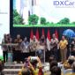 Presiden Jokowi meluncurkan sekaligus membuka Perdagangan Perdana Bursa Karbon Indonesia, di BEI, di Jakarta, Selasa (26/9/2023). (Humas Setkab/Agung)