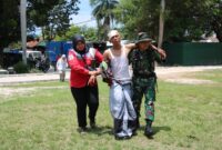 Suasana latihan penanggulangan bencana alam yang diadakan Korem 032/Wirabraja, Senin (11/9/2023). (Diskominfo Padang)