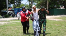 Suasana latihan penanggulangan bencana alam yang diadakan Korem 032/Wirabraja, Senin (11/9/2023). (Diskominfo Padang)