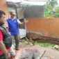 Kabid Kedaruratan dan Logistik BPBD Padang Al Banna meninjau kejadian longsor di Perumahan Novel Indah 3, Kelurahan Lubuk Minturun, Kecamatan Koto Tangah. (BPBD Padang)