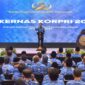 Presiden Jokowi saat membuka Rakernas Korpri Tahun 2023, di Mercure Hotel and Convention, Jakarta, Selasa (3/10/2023). (Humas Setkab/Agung)