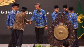 Presiden Jokowi meresmikan Rakernas Korpri Tahun 2023 di Hotel Mercure, Ancol, Jakarta, Selasa (3/10/2023). (Foto: Humas Setkab/Agung)