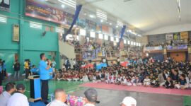 Wali Kota Padang Hendri Septa membuka Taekwondo Championship Piala Wali Kota Padang Tahun 2023, Sabtu (14/10/2023). (Prokopim Padang)