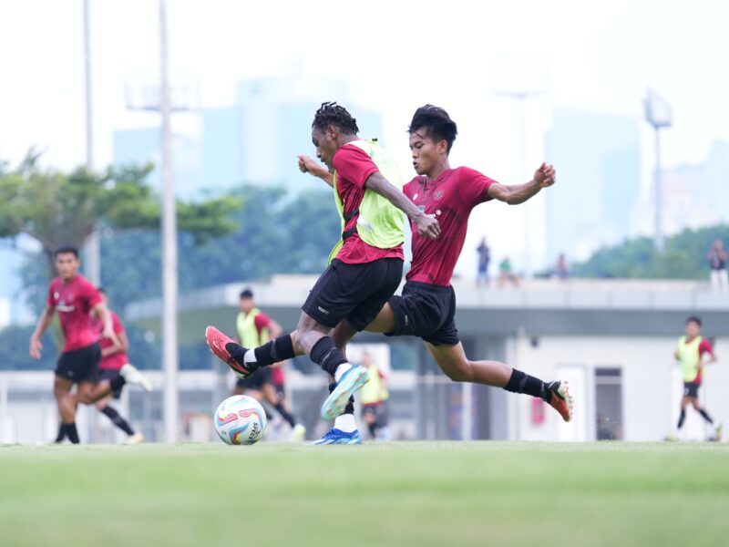 Tim U-20 Indonesia menutup pemusatan latihan (TC) dengan melakoni laga internal game di Lapangan A Senayan, Jakarta, Jumat (9/2/2024). (PSSI)