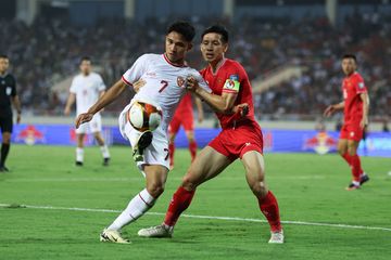Aksi Marselino Ferdinan di laga Timnas Indonesia vs Vietnam pada laga keempat Grup F Putaran Kedua Kualifikasi Piala Dunia 2026 Zona Asia di Stadion My Dinh, Hanoi, pada Selasa (26/3/2024). (Foto: PSSI)