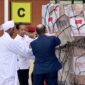 Presiden Jokowi saat melepas pengiriman bantuan kemanusiaan untuk warga Palestina dan Sudan, di Pangkalan TNI AU Halim Perdanakusuma, Jakarta, Rabu (3/4/2024). (Foto: BPMI Setpres/Muchlis Jr)