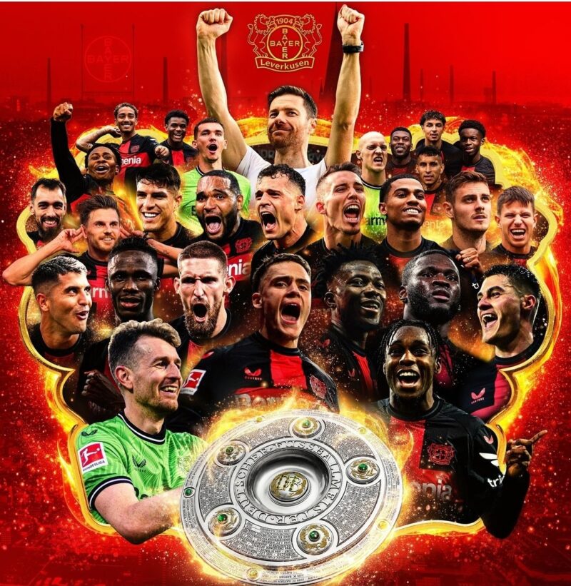 Bayer Leverkusen menorehkan sejarah dengan menjuarai Bundesliga musim 2023/2024. (Foto: IG bayer04fussball)