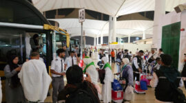 Kedatangan jemaah haji Indonesia di Bandara King Abdul Aziz Jeddah. (Foto: Kemenag  Bang Mawar)