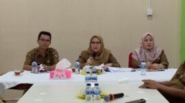 Kepala Dispusip Kota Padang Ferimulyani menyampaikan keterangan pers terkait lomba video pendek, Selasa (28/5/2024). 