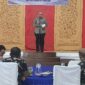 Pj Wali Kota Padang Andree Algamar memberikan sambutan saat Coffee Morning Insan Kebencanaan di Palanta Rumah Dinas Wali Kota Padang, Kamis (30/5/2024).