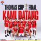 Indonesia akan menghadapi China di final Thomas Cup 2024, Minggu (5/5/2024). (Foto: IG Kemepora)