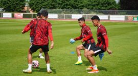 Tim U-23 melakoni latihan perdana di Stade Leo Lagrange, Prancis pada Senin (6/5/2024). (PSSI)