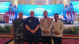 Pj Wako Padang Andree Algamar di sela kegiatan Rakor Kesiapan Penyelenggaraan Pilkada Serentak 2024 wilayah Sumatera di Medan, Selasa (9/7/2024). (Foto: Prokopim Padang)