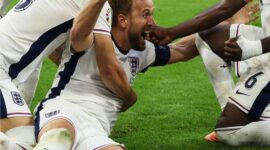 Harry Kane usai membobol gawang Timnas Slovakia. (Foto: IG euro2024)