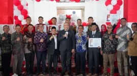 Pj Wali Kota Padang Andree Algamar bersama unsur Forkopimda dan pimpinan DPRD pada malam resepsi HUT Kemerdekaan. (Foto: Prokopim Padang)