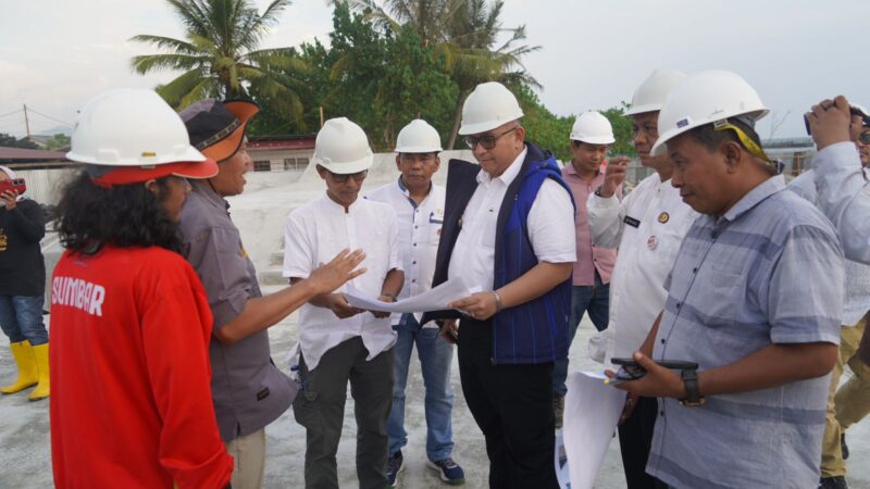 Pj Wali Kota Padang Andree Algamar meninjau pembangunan Padang Skatepark di Kawasan Pantai Muaro Lasak, Jumat (30/8/2024). (Foto: Prokopim Padang)