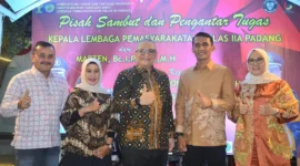 Pj Wali Kota Padang, Andree Algamar menghadiri acara pisah sambut Kalapas Kelas IIA Padang di Kantor Lapas Kelas IIA Padang, Senin (2/9/2024). (Foto: Prokopim Padang)