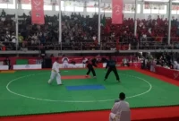 Pesilat Sumbar di kelas F Putra, M. Tri Bintang  Syahnur menyumbang medali perunggu dari Cabor Pencak Silat PON 2024, Aceh-Sumut. (Foto: KONI Sumbar)