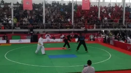 Pesilat Sumbar di kelas F Putra, M. Tri Bintang  Syahnur menyumbang medali perunggu dari Cabor Pencak Silat PON 2024, Aceh-Sumut. (Foto: KONI Sumbar)