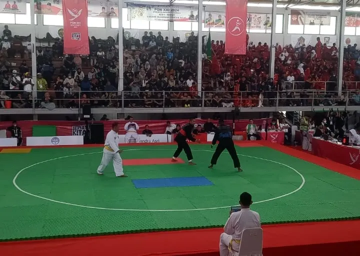 Pesilat Sumbar di kelas F Putra, M. Tri Bintang  Syahnur menyumbang medali perunggu dari Cabor Pencak Silat PON 2024, Aceh-Sumut. (Foto: KONI Sumbar)
