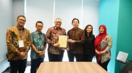 Pj Wali Kota Padang Andree Algamar usai penandatanganan MoU di Kantor Ruang Guru, Jakarta, Selasa (10/9/2024). (Foto: Prokopim Padang)
