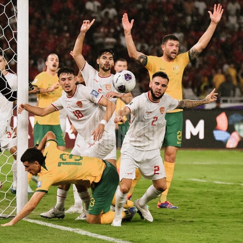 Timnas Indonesia menahan imbang Australia di lanjutan Kualifikasi Piala Dunia 2026 Zona Asia. (Foto: X Timnas Indonesia)