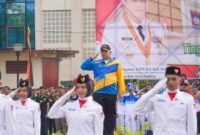 Penjabat (Pj) Wali Kota Padang Andree Algamar memimpin upacara peringatan Haornas ke-41 Tingkat Kota Padang, di Lapangan Upacara Balai Kota Padang, Aie Pacah. (Foto: Prokopim Padang)