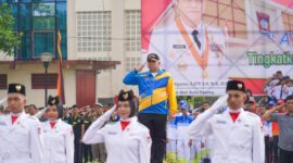 Penjabat (Pj) Wali Kota Padang Andree Algamar memimpin upacara peringatan Haornas ke-41 Tingkat Kota Padang, di Lapangan Upacara Balai Kota Padang, Aie Pacah. (Foto: Prokopim Padang)