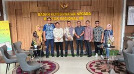 Pejabat (Pj) Sedako Pariaman Yaminu Rizal dan jajaran melakukan konsultasi ke BKN Regional XII Pekanbaru. (Foto: Kominfo Kota Pariaman)