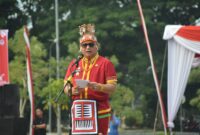 Pj Wali Kota Padang Andree Algamar saat peringatan Hari Sumpah Pemuda 2024, di Lapangan Apeksi Kota Padang, Senin (28/10/2024). (Foto: Prokopim Padang)