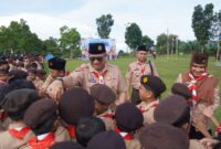 Pj Wali Kota Padang Andree Algamar saat membuka Jambore Ranting Gerakan Pramuka Kwarran Pauh, di Bumi Perkemahan Universitas Andalas. (Foto: Prokopim Padang)