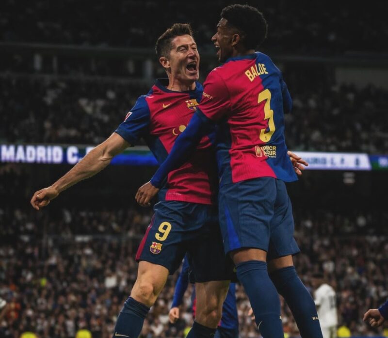 Robert Lewandowski merayakan golnya ke gawang Real Madrid. (Foto: IG @_rl9)