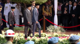 Presiden Joko Widodo (Jokowi) memimpin upacara Peringatan Hari Kesaktian Pancasila, di Monumen Pancasila Sakti, Lubang Buaya, Jakarta Timur, Selasa (1/10/2024). (Foto: Tangkapan YouTube BPMI Setpres)
