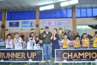 Pj Wali Kota Padang Andree Algamar menghadiri turnamen Garuda Padang Basketball Invitation 2024 di GOR HTT Padang, Minggu (27/10/2024). (Foto: Prokopim Padang)