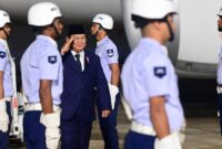 Presiden RI, Prabowo Subianto dan rombongan tiba di Pangkalan Angkatan Udara Galeão, Rio de Janeiro, Brasil, Sabtu (16/11/2024). (Foto: BPMI Setpres/Muchlis Jr)