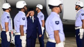 Presiden RI, Prabowo Subianto dan rombongan tiba di Pangkalan Angkatan Udara Galeão, Rio de Janeiro, Brasil, Sabtu (16/11/2024). (Foto: BPMI Setpres/Muchlis Jr)