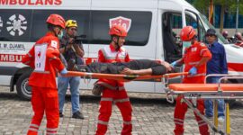Suasana latihan gabungan kesiapsiagaan bencana di lapangan upacara Kantor Balaikota Padang Aie Pacah, Kamis (31/10/2024). (Foto: Prokopim Padang)