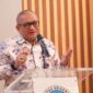 Pj Wali Kota Padang, Andree Algamar mengisi kuliah umum di UNP, Kamis (28/11/2024). (Foto: Prokopim Padang)