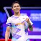 Jonatan Christie melaju ke babak final China Masters 2024 usai mengalahkan Shi Yu Qi di Shenzhen Gymnasium, Shenzhen, Sabtu (23/11/2024). (Foto: PBSI)
