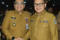 Pj Wali Kota Padang Andree Algamar bersama Wamendagri Bima Arya Sugiarto saat RDP bersama Komisi II DPR RI dan Kemendagri di Gedung Nusantara DPR RI, Senayan, Jakarta, Senin (18/11/2024). (Foto: Prokopim Padang)