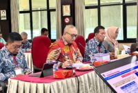 Penjabat (Pj) Wali Kota Padang Andree Algamar menyelesaikan evaluasi triwulan II dari Kemendagri, Kamis (21/11/2024). 