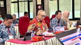 Penjabat (Pj) Wali Kota Padang Andree Algamar menyelesaikan evaluasi triwulan II dari Kemendagri, Kamis (21/11/2024). 