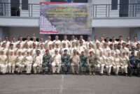 Pejabat utama di lingkungan Pemko Padang foto bersama usai mengikuti Bimtek Bela Negara dan Wawasan Kebangsaan di Satkopaska Koarmada I Pondok Dayung dan Kolat Koarmada I, Kelapa Gading, Jakarta Utara. (Foto: Prokopim Padang)