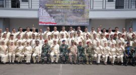 Pejabat utama di lingkungan Pemko Padang foto bersama usai mengikuti Bimtek Bela Negara dan Wawasan Kebangsaan di Satkopaska Koarmada I Pondok Dayung dan Kolat Koarmada I, Kelapa Gading, Jakarta Utara. (Foto: Prokopim Padang)