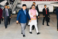 Presiden RI, Prabowo Subianto tiba di Air Force Station (AFS) Palam, New Delhi, Republik India, Kamis malam, (23/1/2025). (Foto: BPMI Setpres/Laily Rachev)