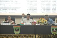 Gubernur Sumbar Mahyeldi saat memimpin rapat evaluasi terkait capaian target pendapatan 2024 dan kajian potensi serta inovasi untuk pendapatan tahun 2025 di Aula Kantor Gubernur Sumbar, Minggu (9/2/2025). (Foto: ADPSB)